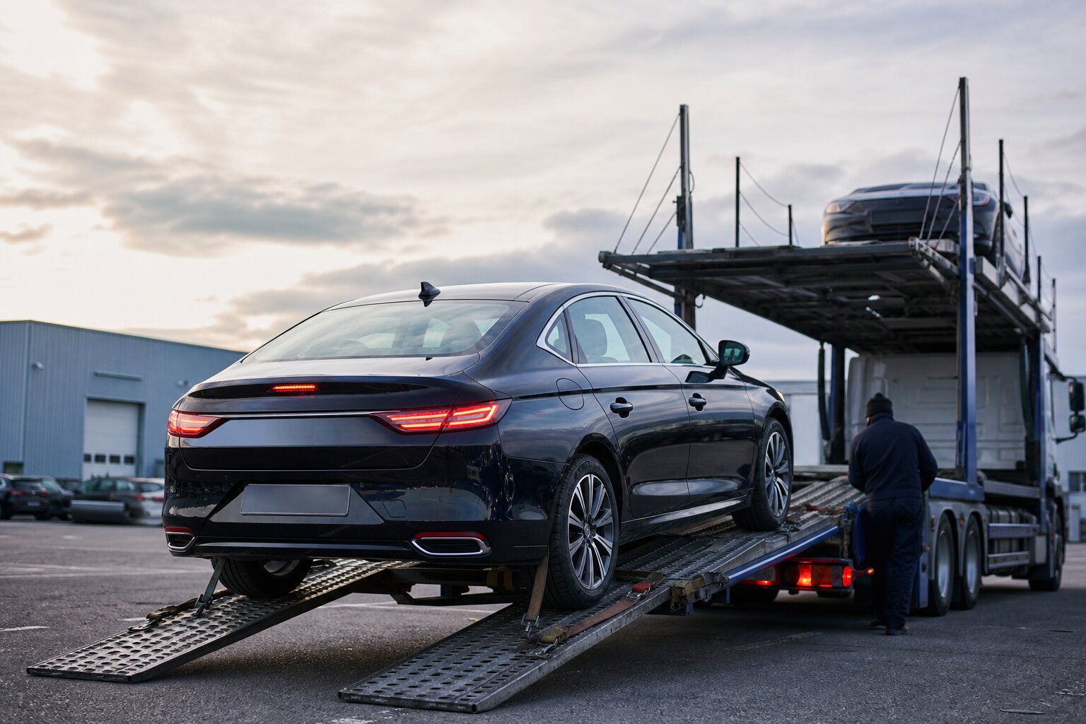Transport plateau pour transporter sa voiture sur porte-voiture en France
